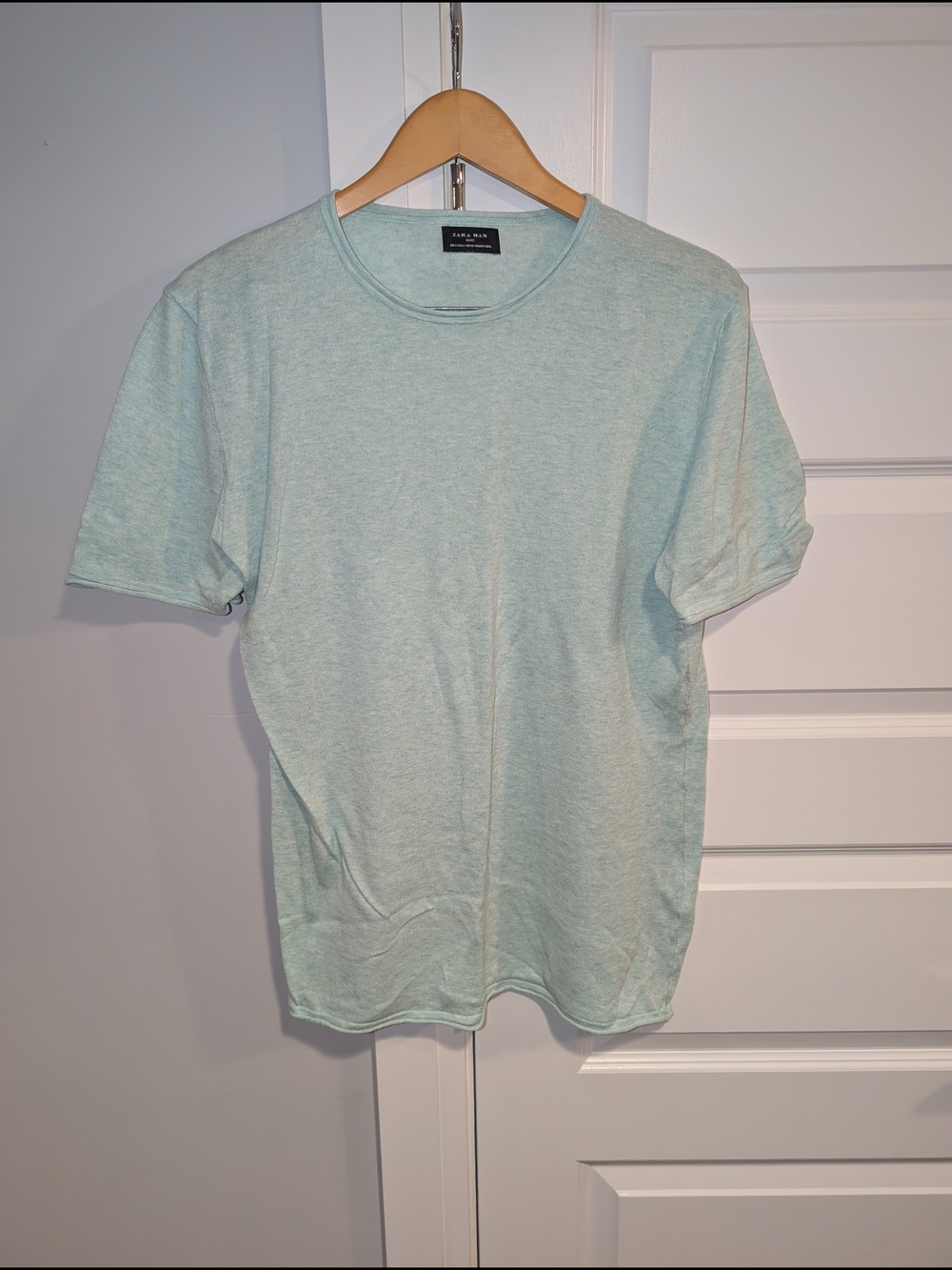 Zara Light Mint Green Crew Neck T-Shirt